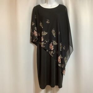 Qixing Women’s Dress Size XL Attached Chiffon Overlay Stretchy Formal Midi